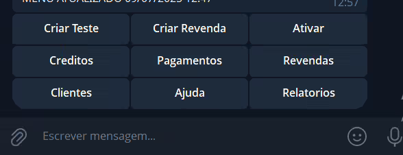 Demonstração do painel bot para IPTV